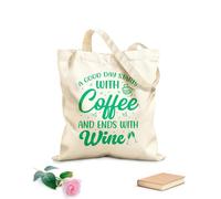 AILOONG Sac cadeau pour bouteille de vin en toile Une bonne journée commence par un café et se termine par un verre de vin. tissu épais de 340g/m² S'accorde avec les vêtements