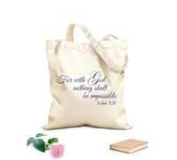 AILOONG Sac de courses en toile de coton Avec Dieu, rien n'est impossible. Luc | Prière, Église, Jésus tissu épais de 340g/m² Utilise comme sac cadeau