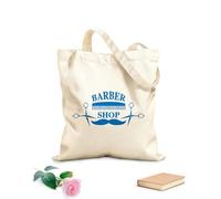 AILOONG Sac de courses en toile de coton Barbier Beauté Ciseaux Moustache Salon de coiffure tissu épais de 340g/m² Utilise comme sac cadeau