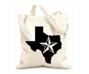 AILOONG Sac de courses en toile de coton Carte du Texas Étoile L'État américain de l'étoile solitaire tissu épais de 12 oz Utilise comme sac cadeau 31x36cm Moyen