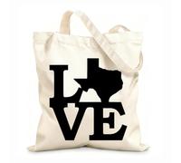 AILOONG Sac de courses en toile de coton Carte du Texas, mot natif des États-Unis tissu épais de 12 oz Utilise comme sac cadeau 35x40cm Grand