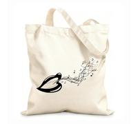 AILOONG Sac de courses en toile de coton Chanson Musique Chanteur Mélodie Voix Notes Lèvres Bouche tissu épais de 12 oz Utilise comme sac cadeau 25x30cm Petit