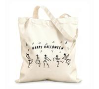 AILOONG Sac de courses en toile de coton Crânes rigolos Joyeux Halloween Notes de musique tissu épais de 12 oz Utilise comme sac cadeau 25x30cm Petit