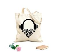 AILOONG Sac de courses en toile de coton Écoutez votre musique préférée avec des écouteurs tissu épais de 12 oz Utilise comme sac cadeau 35x40cm Grand