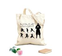 AILOONG Sac de courses en toile de coton Ensemble d'armes de silhouette de ninja guerrier japonais tissu épais de 12 oz Utilise comme sac cadeau 25x30cm Petit