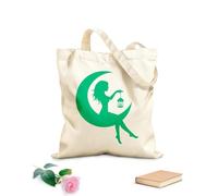 AILOONG Sac de courses en toile de coton Fée sur un croissant de lune, silhouette d'une belle jeune fille et d'une femme tissu épais de 340g/m² Utilise comme sac cadeau