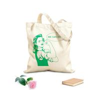 AILOONG Sac de courses en toile de coton Force féminine, slogan « On peut le faire » tissu épais de 340g/m² Utilise comme sac cadeau