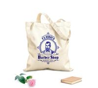 AILOONG Sac de courses en toile de coton Logo Classiques Salon de Coiffure Moustache Coupe de Cheveux Rasage tissu épais de 340g/m² Utilise comme sac cadeau