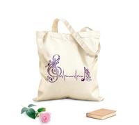 AILOONG Sac de courses en toile de coton Note musicale, battement de cœur, pulsation, musique tissu épais de 340g/m² Utilise comme sac cadeau