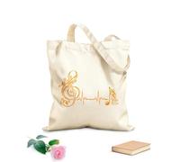 AILOONG Sac de courses en toile de coton Note musicale, battement de cœur, pulsation, musique tissu épais de 340g/m² Utilise comme sac cadeau