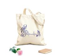 AILOONG Sac de courses en toile de coton Note musicale, battement de cœur, pulsation, musique tissu épais de 340g/m² Utilise comme sac cadeau