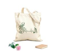 AILOONG Sac de courses en toile de coton Note musicale, battement de cœur, pulsation, musique tissu épais de 340g/m² Utilise comme sac cadeau