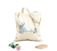 AILOONG Sac de courses en toile de coton Note musicale, battement de cœur, pulsation, musique tissu épais de 340g/m² Utilise comme sac cadeau