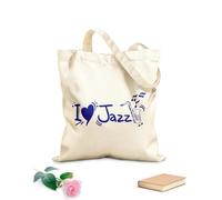 AILOONG Sac de courses en toile de coton Paroles musicales Saxophone J'aime le jazz et le blues tissu épais de 340g/m² Utilise comme sac cadeau