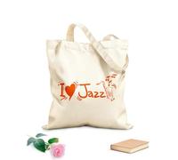 AILOONG Sac de courses en toile de coton Paroles musicales Saxophone J'aime le jazz et le blues tissu épais de 340g/m² Utilise comme sac cadeau