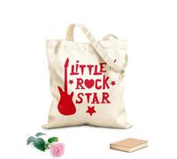 AILOONG Sac de courses en toile de coton Petit garçon ou fille rock star à la guitare électrique tissu épais de 340g/m² Utilise comme sac cadeau