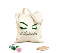 AILOONG Sac de courses en toile de coton Salon de beauté, pose d'extensions de cils, mode des gros cils tissu épais de 340g/m² Utilise comme sac cadeau