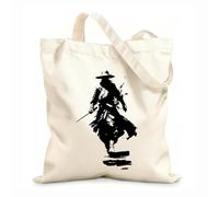 AILOONG Sac de courses en toile de coton Silhouette de guerrier samouraï, armure japonaise, katana tissu épais de 12 oz Utilise comme sac cadeau 35x40cm Grand