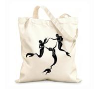 AILOONG Sac de courses en toile de coton Sirènes, beauté, créatures fantastiques tissu épais de 12 oz Utilise comme sac cadeau 25x30cm Petit