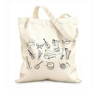 AILOONG Sac de courses en toile de coton Sketch Instruments de percussion musicale Magasin de musique tissu épais de 12 oz Utilise comme sac cadeau 31x36cm Moyen