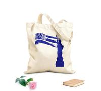 AILOONG Sac de courses en toile de coton Statue de la Liberté, drapeau des États-Unis tissu épais de 340g/m² Utilise comme sac cadeau