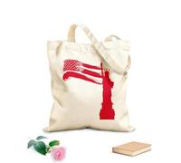 AILOONG Sac de courses en toile de coton Statue de la Liberté, drapeau des États-Unis tissu épais de 340g/m² Utilise comme sac cadeau