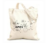 AILOONG Sac de plage en polyester et coton Astronomie dessinée Dinosaure Espace Vaisseau spatial dinosaure Planète Météorite Étoiles Lune tissu épais de 12 oz Matière douce pour la peau 25x30cm Petit