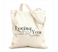 AILOONG Sac de plage en polyester et coton Citations romantiques pour un mariage : S'aimer est une belle façon de vivre sa vie. tissu épais de 12 oz Matière douce pour la peau 35x40cm Grand