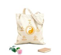 AILOONG Sac de plage en polyester et coton Les cinq éléments et le symbole du yin et du yang en médecine traditionnelle chinoise tissu épais de 340g/m² Matière douce pour la peau