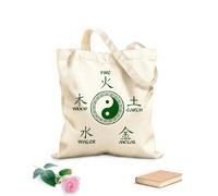 AILOONG Sac de plage en polyester et coton Les cinq éléments et le symbole du yin et du yang en médecine traditionnelle chinoise tissu épais de 340g/m² Matière douce pour la peau