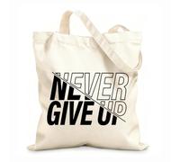 AILOONG Sac de plage en polyester et coton Logo de centre de fitness avec citation motivante « Ne jamais abandonner » tissu épais de 12 oz Matière douce pour la peau 31x36cm Moyen