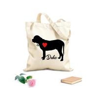 AILOONG Sac de plage en polyester et coton Mastiff avec le chien de compagnie de votre chien avec un cœur rouge tissu épais de 12 oz Matière douce pour la peau 25x30cm Petit