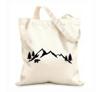 AILOONG Sac de plage en polyester et coton Montagnes à motifs, Enfants des bois, Montagnes, Ours tissu épais de 12 oz Matière douce pour la peau 25x30cm Petit