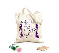 AILOONG Sac de plage en polyester et coton Musique Danse Fille Danse J'aime Danser Citation Fille tissu épais de 340g/m² Matière douce pour la peau