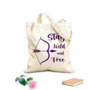 AILOONG Sac de plage en polyester et coton Salle de jeux Stay Wild And Free style forêt Nœud bébé tissu épais de 340g/m² Matière douce pour la peau