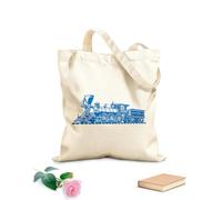 AILOONG Sac de plage en polyester et coton Salle de jeux vintage avec train, repaire d'homme, transport tissu épais de 340g/m² Matière douce pour la peau