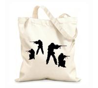 AILOONG Sac de plage en polyester et coton Silhouettes de quatre soldats de l'armée tissu épais de 12 oz Matière douce pour la peau 31x36cm Moyen