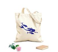 AILOONG Sac de plage en polyester et coton Sirène naviguant dans l'océan Bain de dauphins tissu épais de 340g/m² Matière douce pour la peau