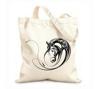 AILOONG Sac de plage en polyester et coton Tête de cheval, écurie, abstrait, animal de compagnie tissu épais de 12 oz Matière douce pour la peau 25x30cm Petit