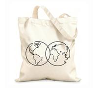AILOONG Sac de plage en polyester et coton tissu épais de 12 oz Carte du monde Terre entrelacée Globe terrestre Gemme Carte du monde École Matière douce pour la peau 35x40cm Grand