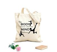 AILOONG Sac de plage en polyester et coton tissu épais de 12 oz Entraînement physique : Le corps réalise ce que l'esprit croit. Citation - Centre de remise en forme et club de sport 35x40cm