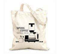 AILOONG Sac de plage en polyester et coton tissu épais de 12 oz Logo de machine à café, de boutique de thé et de tasses à thé pour la cuisine Matière douce pour la peau 31x36cm Moyen