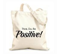 AILOONG Sac de plage en polyester et coton tissu épais de 12 oz Penser, agir, travailler de manière positive, motivation Matière douce pour la peau 31x36cm Moyen