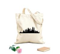 AILOONG Sac de plage en polyester et coton tissu épais de 12 oz Silhouette de New York, panorama urbain Matière douce pour la peau 25x30cm Petit