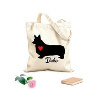 AILOONG Sac de plage en polyester et coton tissu épais de 12 oz Welsh Corgi avec le chien de compagnie de votre chien et un cœur rouge Matière douce pour la peau 35x40cm Grand