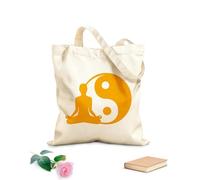 AILOONG Sac de plage en polyester et coton tissu épais de 340g/m² Centre de remise en forme Yoga Pose du Lotus Yin Yang Matière douce pour la peau