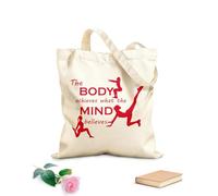 AILOONG Sac de plage en polyester et coton tissu épais de 340g/m² Entraînement physique : Le corps réalise ce que l'esprit croit. Citation - Centre de remise en forme et club de sport Sac à dessin