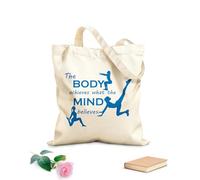 AILOONG Sac de plage en polyester et coton tissu épais de 340g/m² Entraînement physique : Le corps réalise ce que l'esprit croit. Citation - Centre de remise en forme et club de sport Sac à dessin