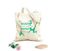 AILOONG Sac de plage en polyester et coton tissu épais de 340g/m² Entraînement physique : Le corps réalise ce que l'esprit croit. Citation - Centre de remise en forme et club de sport Sac à dessin