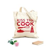 AILOONG Sac de plage en polyester et coton tissu épais de 340g/m² Kiss The Cook Cuisine Restaurant Poêles Outils de cuisine Matière douce pour la peau